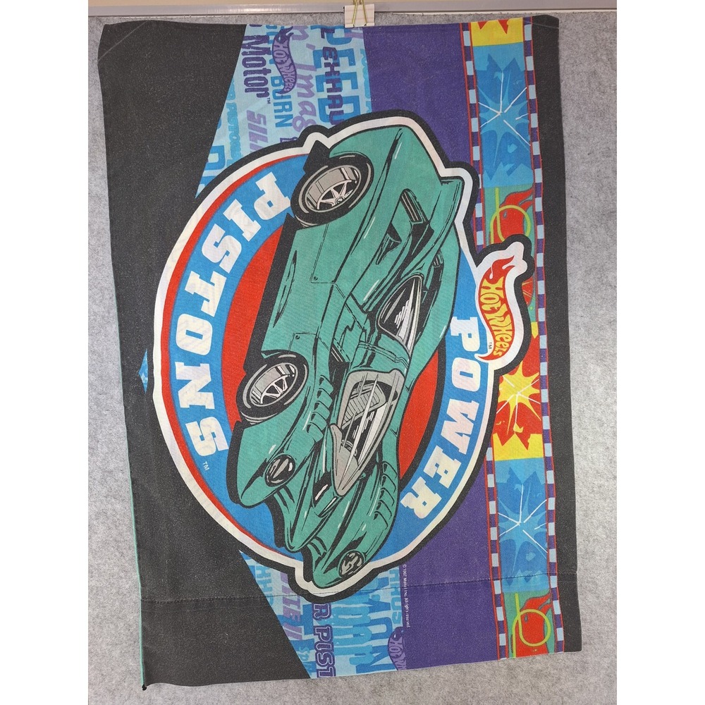 Vintage 1997 Hot Wheels Pillowcase Power Pistons Twang Thang Mattel 90s Racing